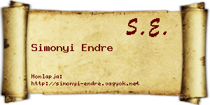 Simonyi Endre névjegykártya